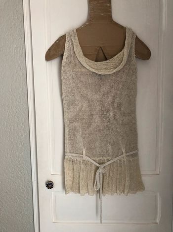 BB19-Blouse écrue longue + ceinture T 40-42