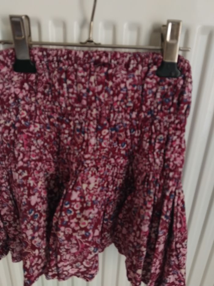 Jupe bordeaux à fleurs 4/5 ans tao - photo numéro 5