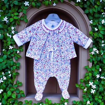 PETIT BATEAU - ENSEMBLE 2P BÉBÉ FILLE IMPRIMÉ LIBERTY AVEC VESTE RÉVERSIBLE 3M