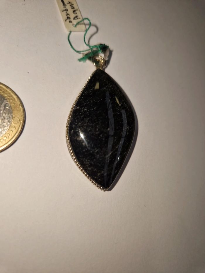 Pendentif obsidienne argentée Mexique - photo numéro 5