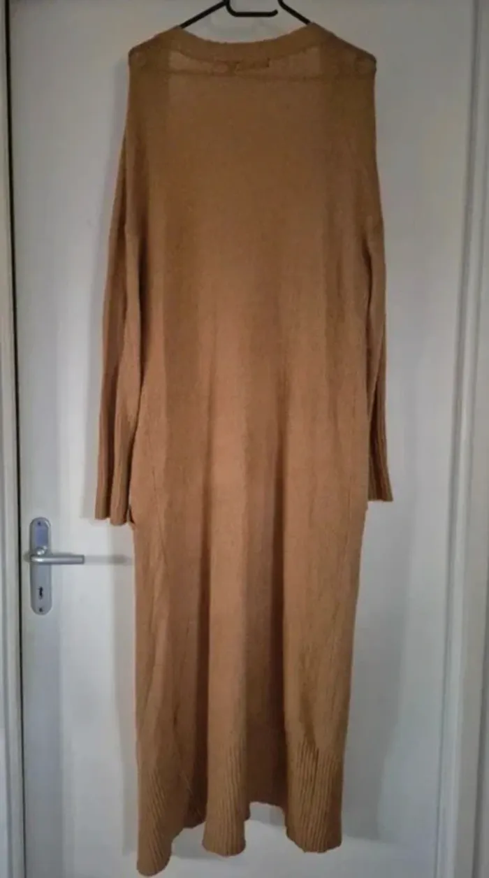 Cardigan long avec poches marron - photo numéro 3
