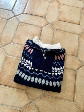 Pull gilet col camionneur col sherpa motif ethnic vintage Y2k 90’s