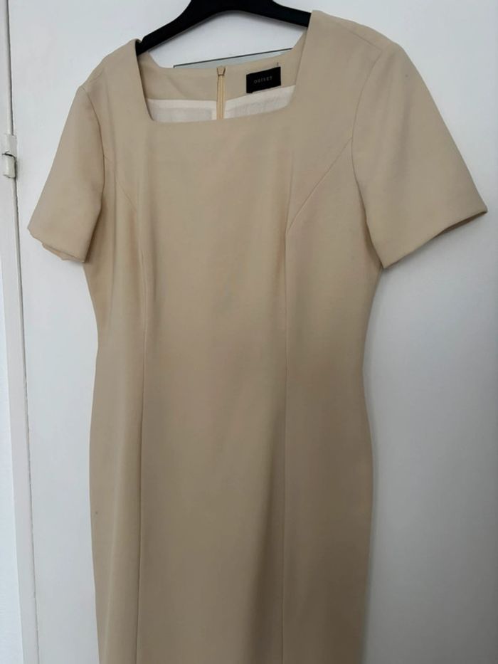 Robe droite beige avec laine T38