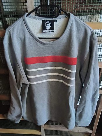 Sweat à rayures gris Marque Quatre Cent Quinze Taille M - 100% coton