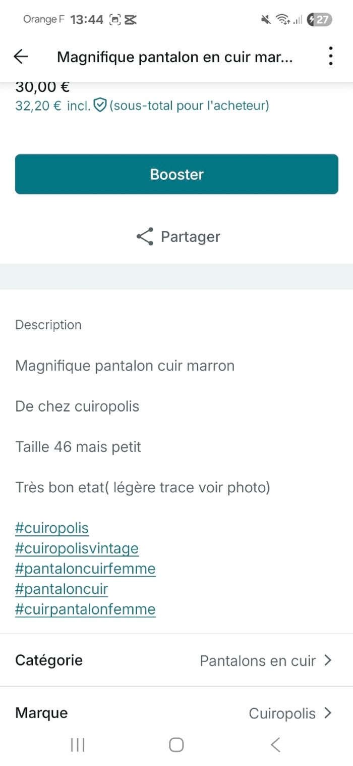 Pantalon femme cuir taille 46 cuiropolis - photo numéro 7