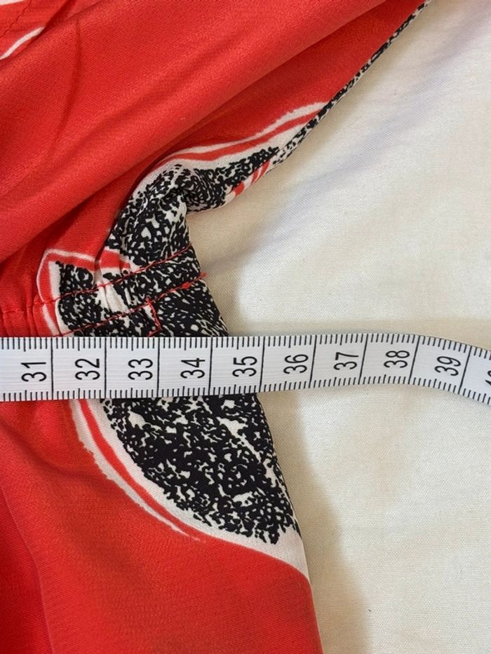 Belle robe d’été vintage vermillon imprimé graphique - photo numéro 9