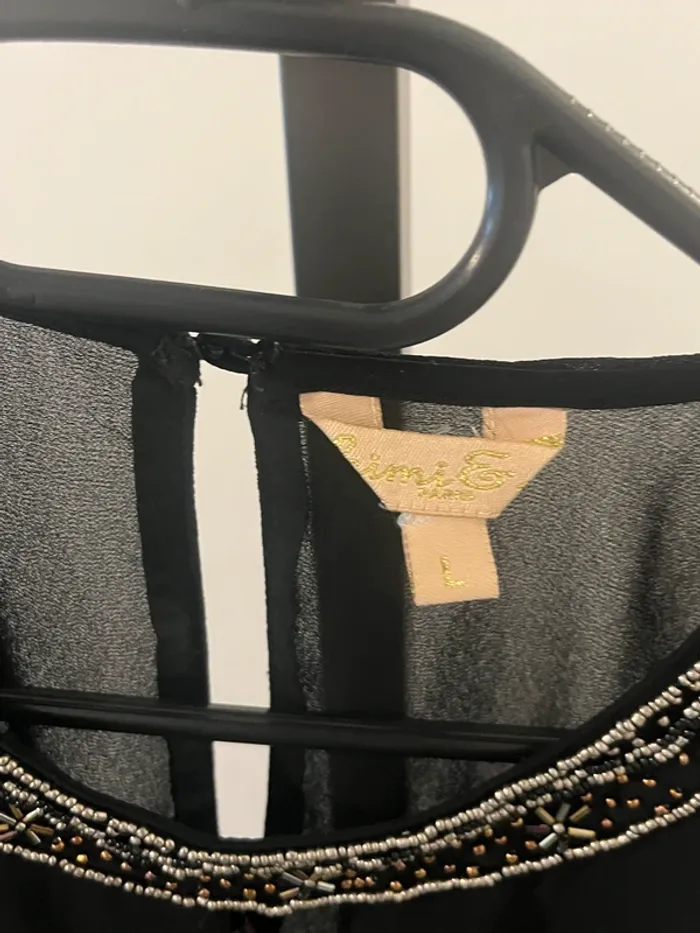 Tunique/robe noire ajourée à perles Taille L - photo numéro 3