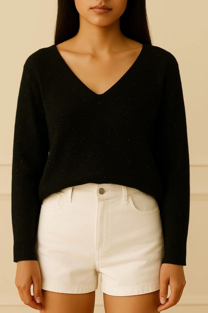 Pull à paillettes col V