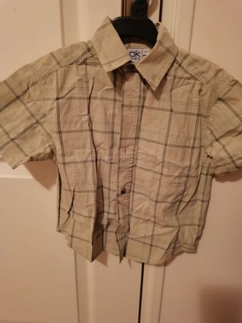 Chemise manche courte verte à carreaux