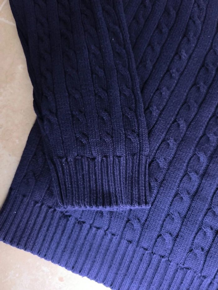 Pull torsadé femme Lauren Ralph Lauren bleu marine avec logo rouge brodé taille XL - photo numéro 9