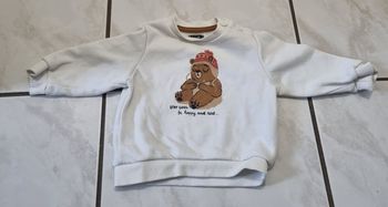 pull sweat blanc garçon ourson kiabi taille 6 mois