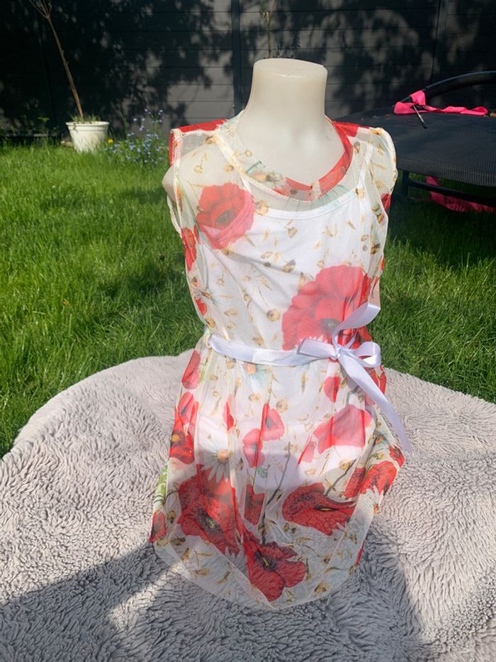 Magnifique robe tulle coquelicot 4/6 ans mariage cérémonie - photo numéro 4