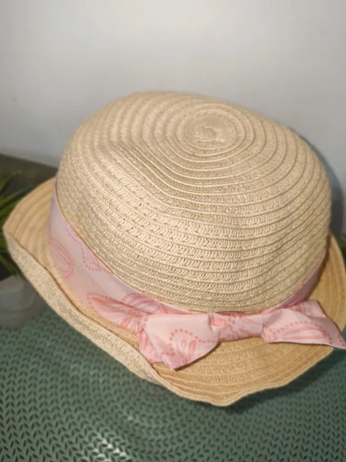 Chapeau en paille rose fille orchestra excellent état 6 mois 41cm - photo numéro 2