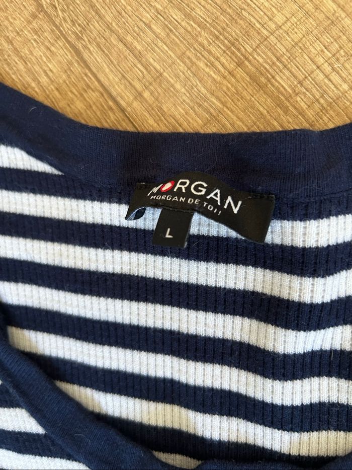 Robe bleue marine et blanche à manches courtes Morgan taille L TBE - photo numéro 10
