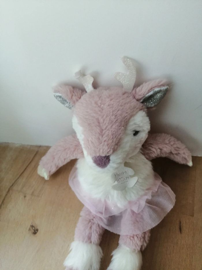 Doudou faon Eléa rose blanc les petits twist 26 cm histoire d'ours - photo numéro 3
