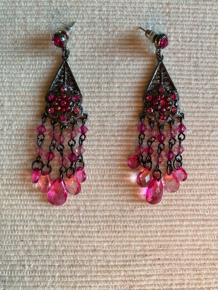 Parure bijoux bracelet et boucles d’oreilles avec strass et perles fuchsia Mariagrazia Must - photo numéro 15