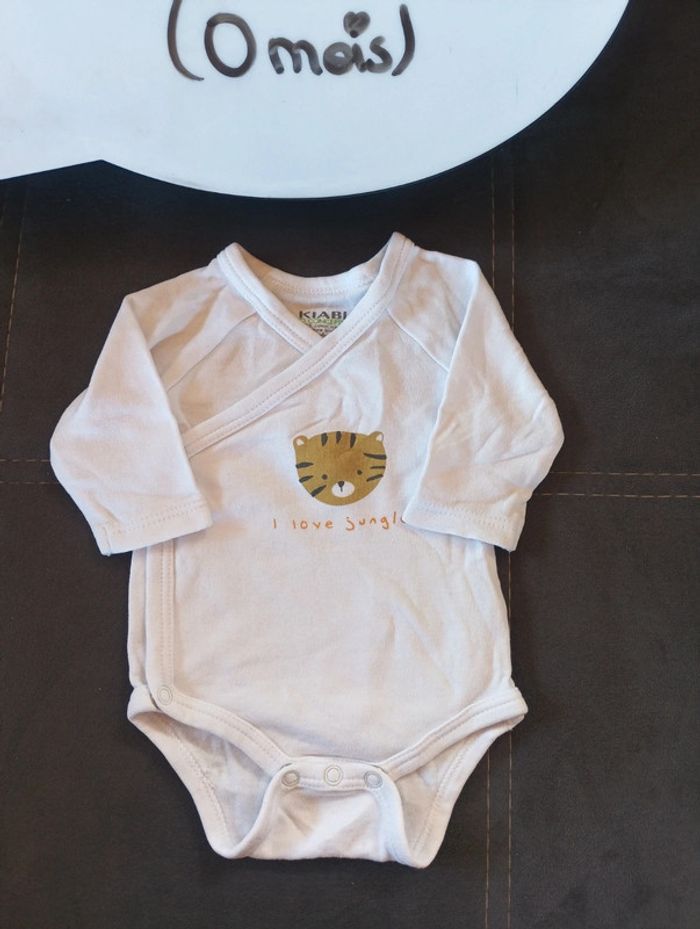 Body croisé manches longues Mixte 0 mois Naissance tigre love Jungle Kiabi Eco conception coton bio - photo numéro 3