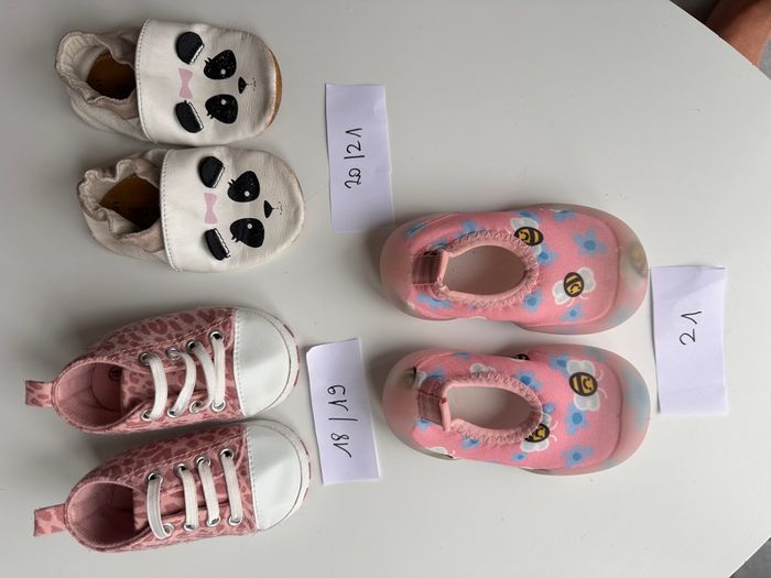Lot de 3 paires de chaussons et chaussures bébé barefoot apprentissage de la marche Taille 18 à 21