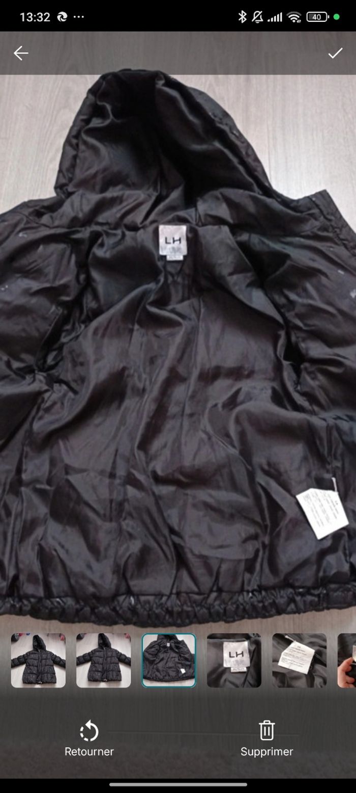Manteau doudoune noir étoilé fille 3 ans très bon état - photo numéro 3