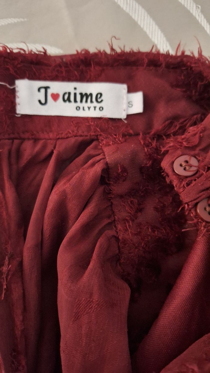 Robe patineuse motifs duveteux bordeaux - photo numéro 3