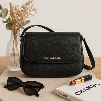 Sac bandoulière Michael Kors noir en cuir grainé
