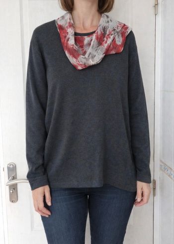 Pull gris avec foulard femme boosley taille L/40