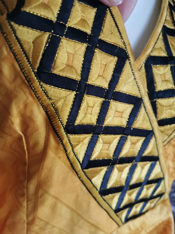 Ensemble jupe et blouse éthnique jaune moutarde pour femme - photo numéro 6