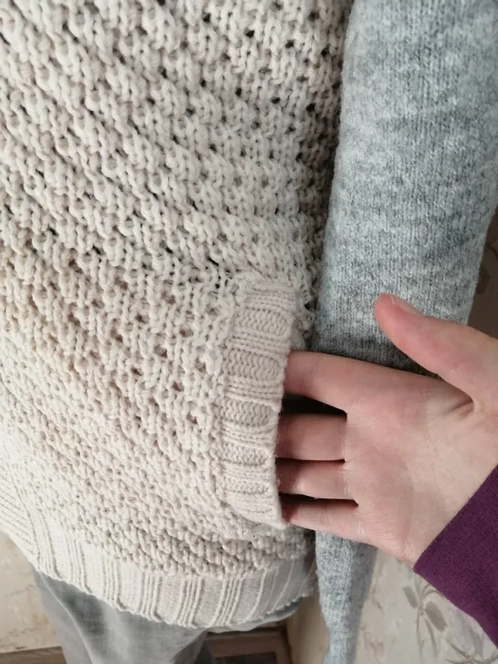 Veste écru à capuche fourrée sans manches style crochet / mim / (S) - photo numéro 4
