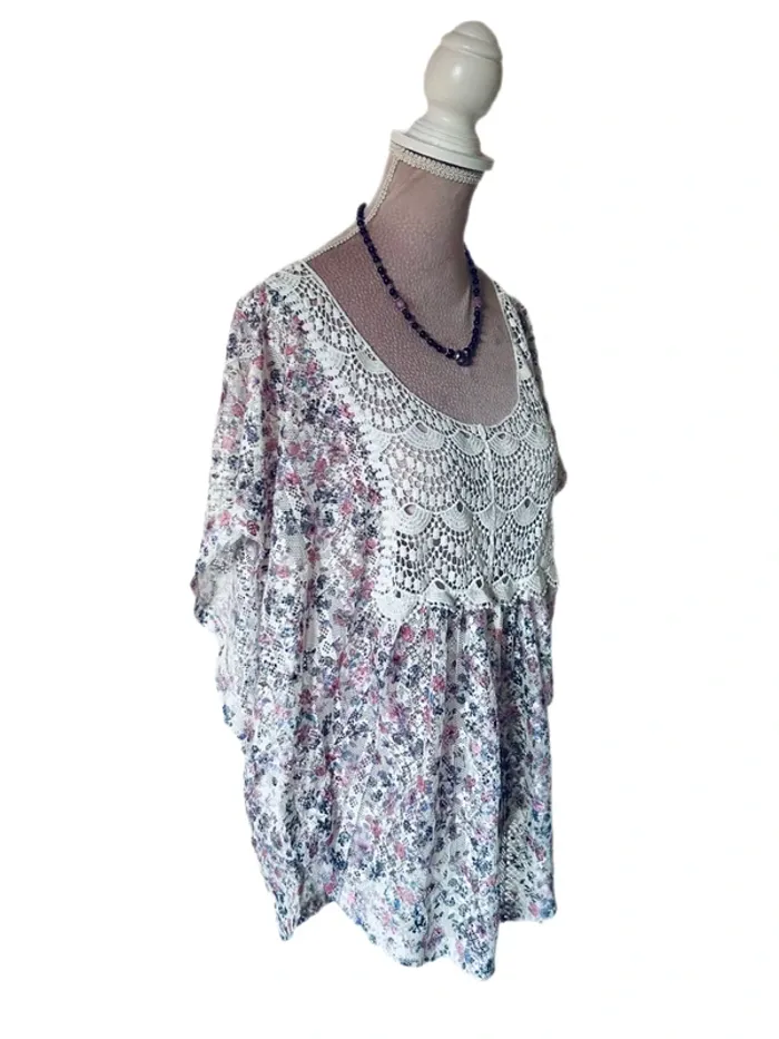 💜🌸Blouse dentelle bohème romantique fairycore Y2K batwing sleeve lace blouse🌸💜 - photo numéro 3