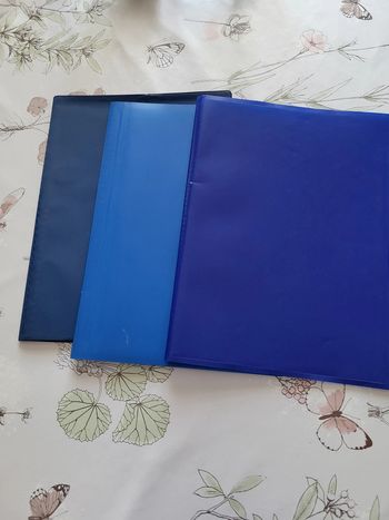 3 porte-revues bleus