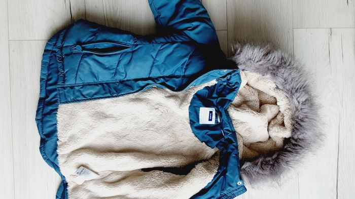 Vêtement fille manteau chaud hiver à capuche amovible bleu Okaïdi 4 ans - photo numéro 2