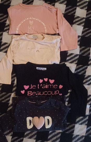 Lot de 4 t-shirts ML 12mois