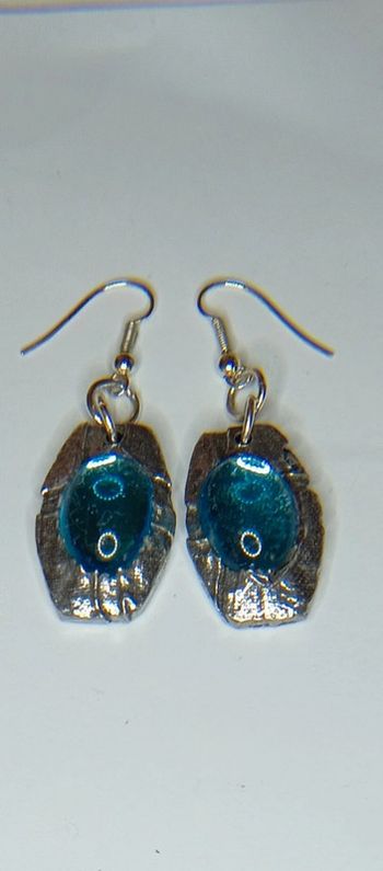 Parure bracelet boucles d'oreilles bleues alu