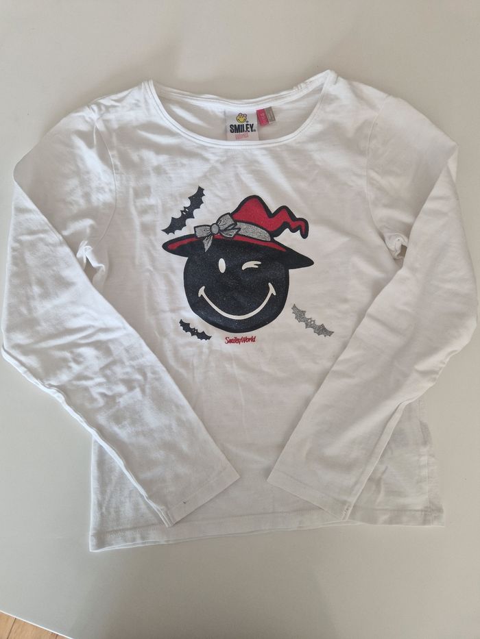T-shirt manches longues fille 10 ans Smiley Halloween - photo numéro 2