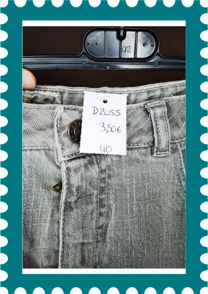 D2055 - jeans gris femme Taille 40 - photo numéro 3