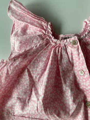 Blouse rose imprime bonton