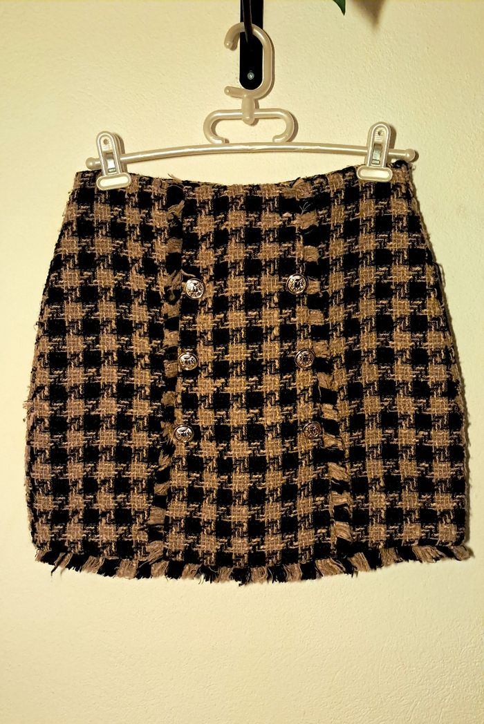 Jupe tweed courte pied-de-poule – AMISU