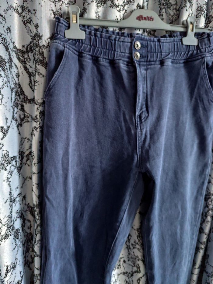 Pantalon en Jeans Mom Fit bleu / gris Naumy taille 40 - photo numéro 3