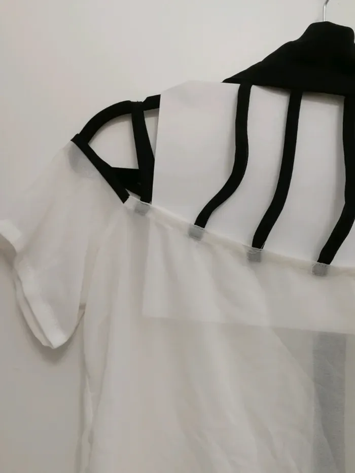 Chemisier transparent blanc et noir - photo numéro 4