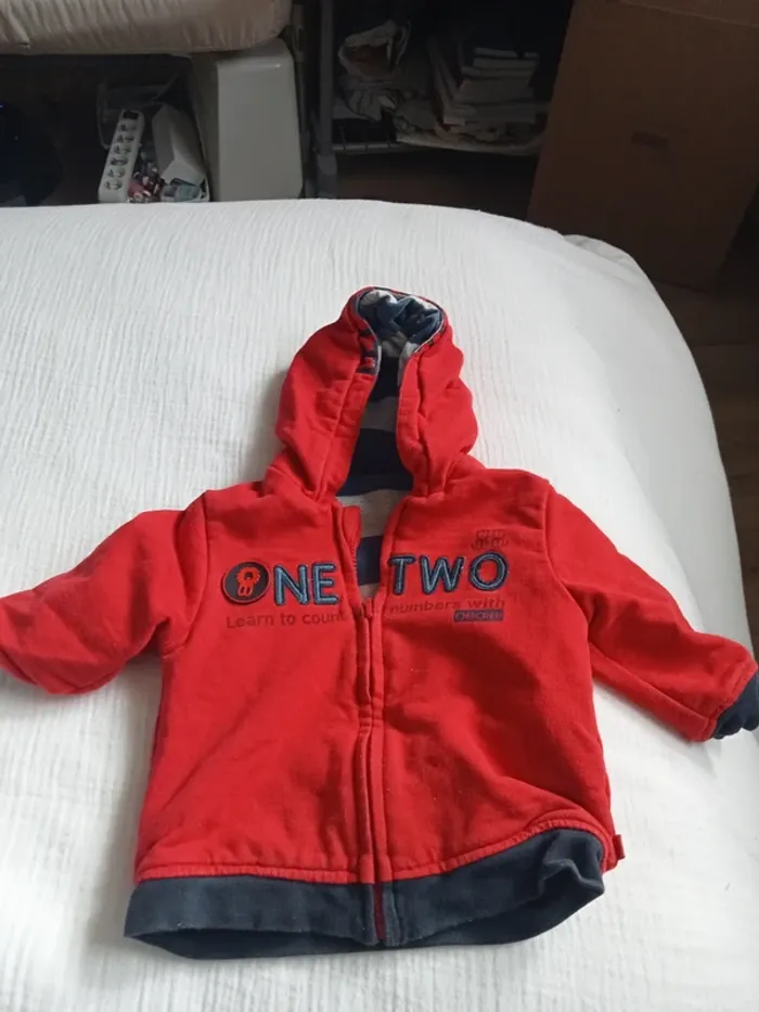 Veste réversible rouge ou rayé obaibi