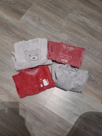 Lot 4 pyjamas rose et gris