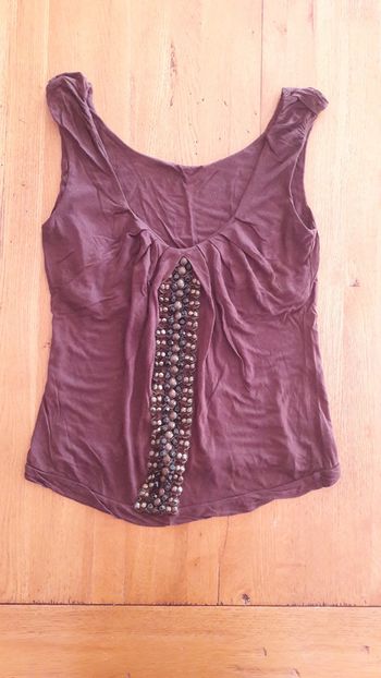 Débardeur "bijoux", marron ,taille M