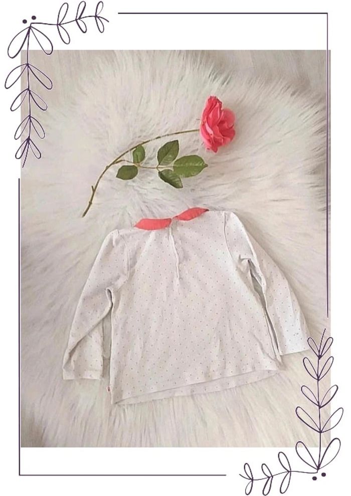 Tee shirt manches longues inscription Bonjour bébé fille 80 cm - photo numéro 2