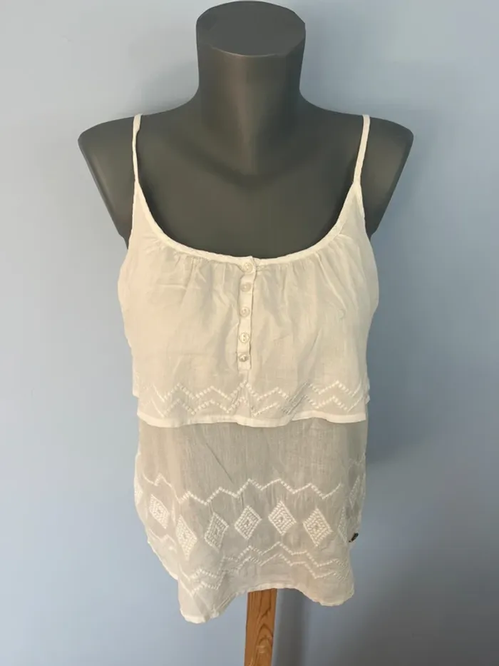 Débardeur blanc Freeman T. Porter taille M – coton 100 %, bretelles réglables, basique confortable