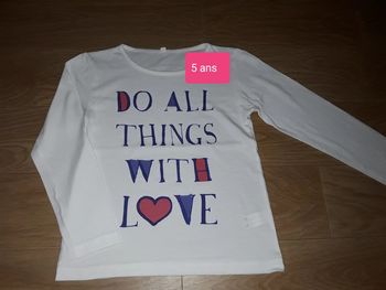 🔮 Tee Shirt Blanc Fille 5 ans NEUF 🔮