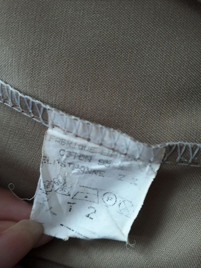 Pantacourt beige en coton effet satiné taille 2 - photo numéro 7