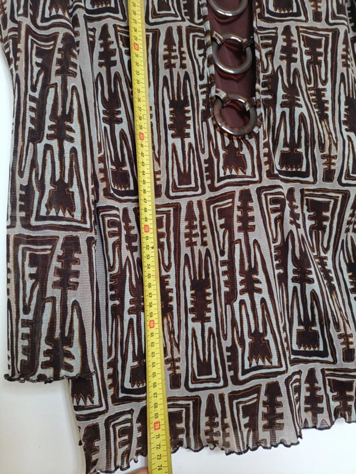Haut fluide à motif tribal – Fiorella di Verdi  vintage 70s old school - photo numéro 6