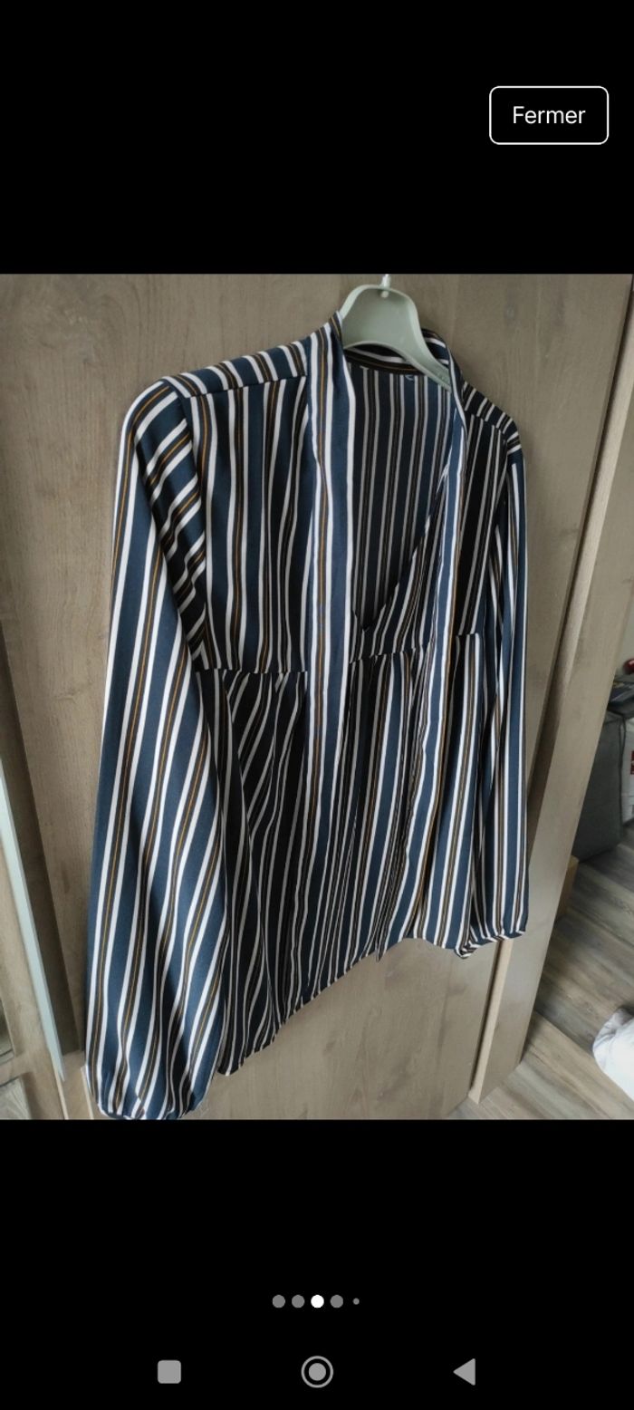 Blouse femme rayée col lavalière - photo numéro 3
