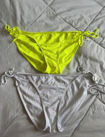 Lot 2 bas de maillots de bain bikini blanc jaune fluo Ardene taille L/40 neuf
