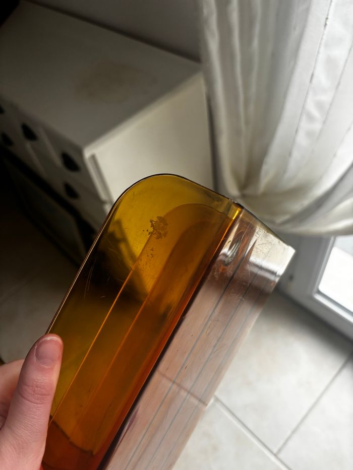 Vintage lot de deux range vinyles marron miel fumé - photo numéro 9